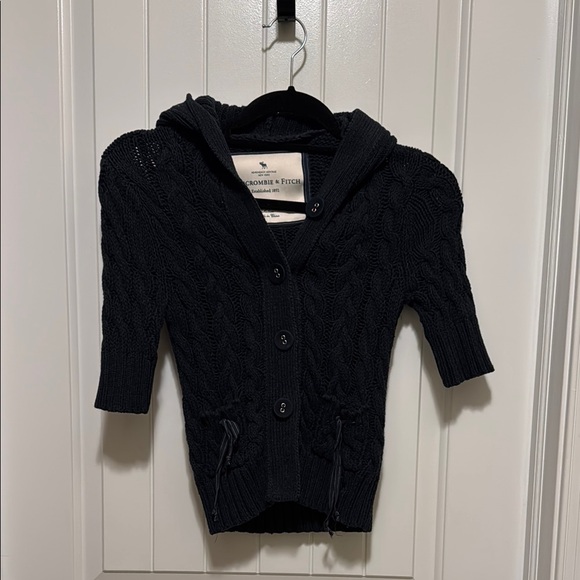 Abercrombie & Fitch Blue Cardigan with V-Neck and Ribbed Texture - Picture 1 of 2